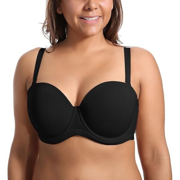 Delimira Underwire Contour Multiway Convertible Full Coverage Bra Black 42DD - Picture 1 of 8